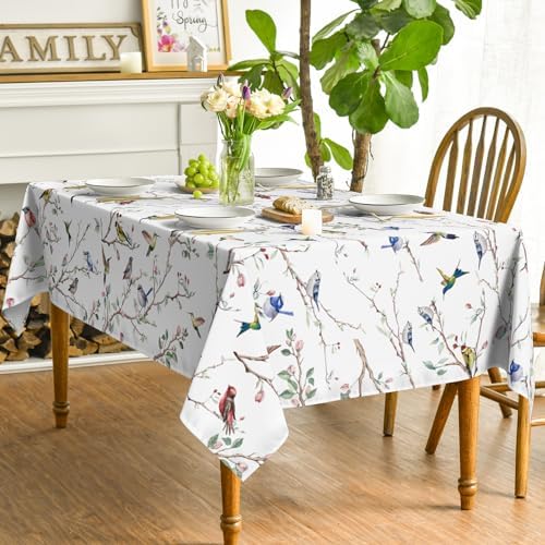Horaldaily Spring Summer Tablecloth 60 x 84 Inch Rectangular Birds