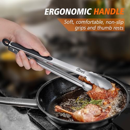Hotec Stainless Steel Tongs, 9-Inch and 12-Inch