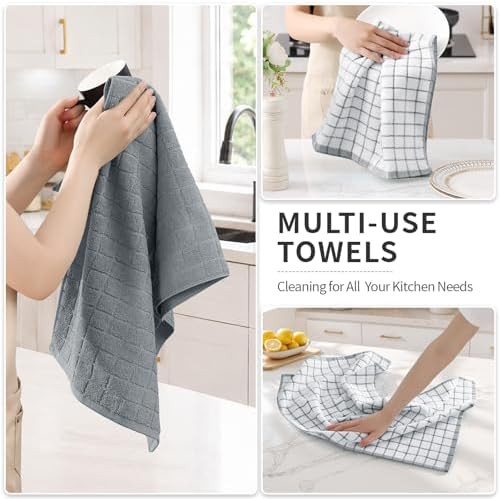 Kitinjoy Premium Kitchen Towels (16"x 28", 6 Pack), Large 100% Cotton