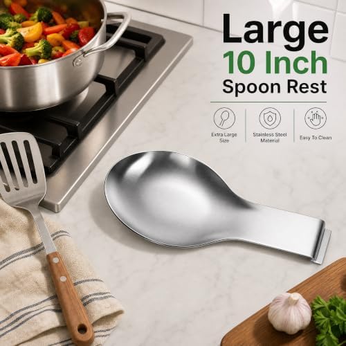 8 Pack Stainless Steel Spoon Rest, Large Size Ladle Spatula Tong