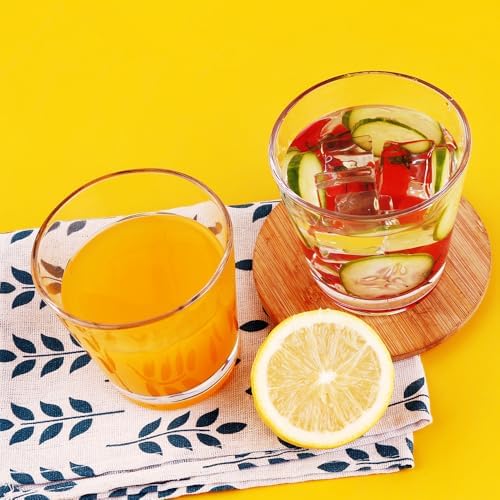 9oz Lowball Glasses, 6pc Short Glass Tumbler - Lead-Free Crystal