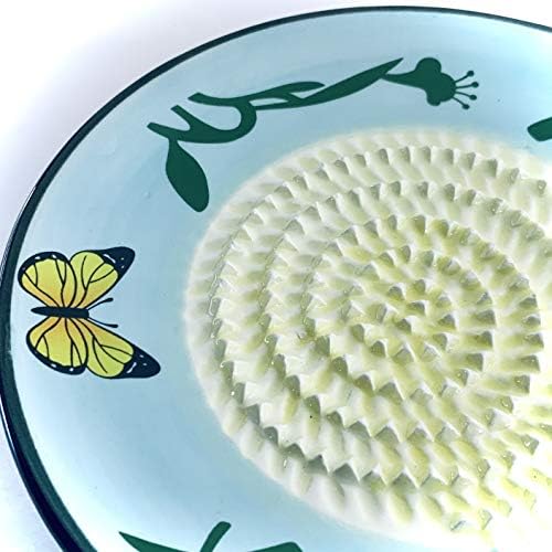 BonCera, Ceramic Garlic Grater Plate 4-Piece Set - Blue Butterfly