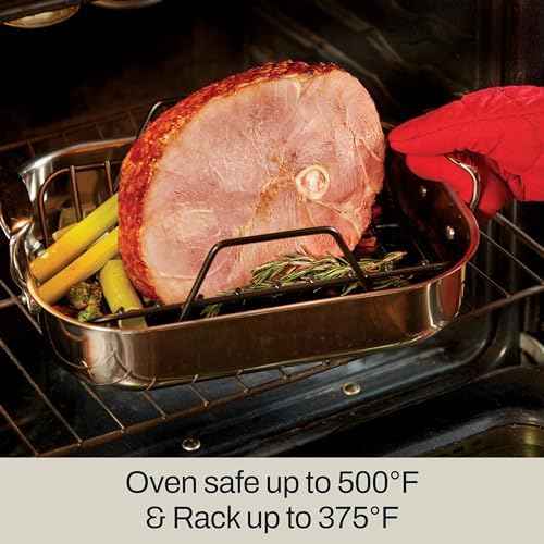 All-Clad Specialty Stainless Steel Roaster with Nonstick Rack 11x14 Inch Oven Broiler Safe 600F Roaster Pan, Pots and Pans, Bakeware, Silver