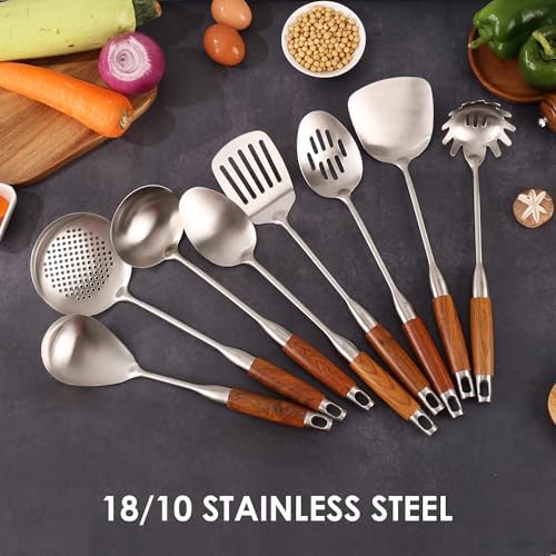 18/10 Stainless Steel Utensils Set with Wooden Handle