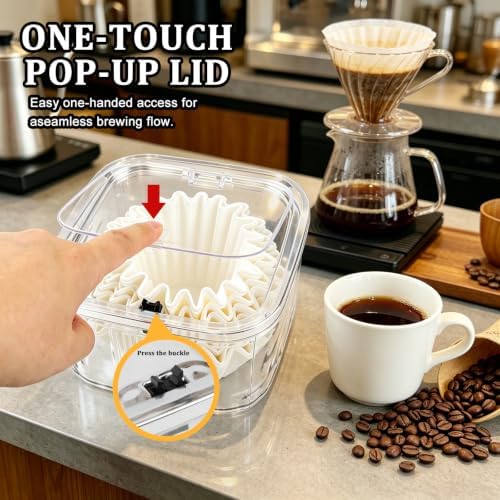 Clear Acrylic Coffee Pod Holder with Push-Button Lid, 1.9L/0.5 Gal