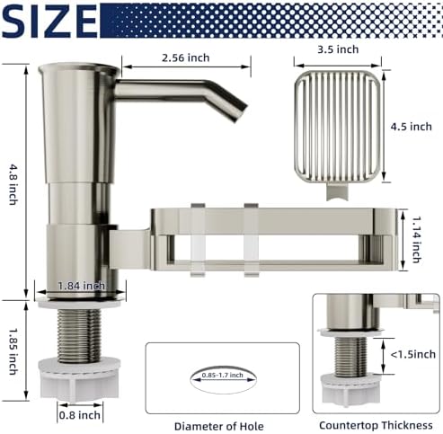 KNEELISA Kitchen Sink Soap Dispenser with Sponge Rack