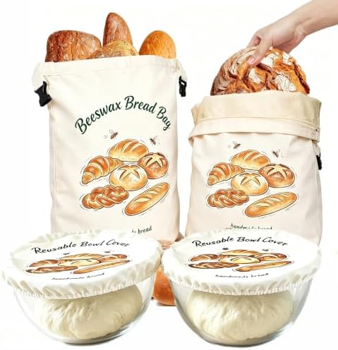 XL Beeswax Bread Bag Set, 17x13 Inch, 4-Piece