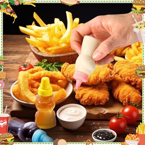 16 Pcs Mini Ketchup Bottles Condiment Squeeze Bottles Bear
