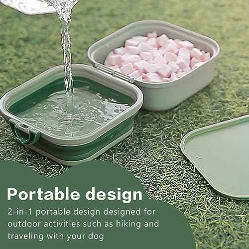 Collapsible Dog Bowls, 2-in-1 Portable Food and Water Feeder