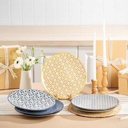 Dinner Plates Set of 6, 10.5 Inch Ceramic Dish Set Plate Set for