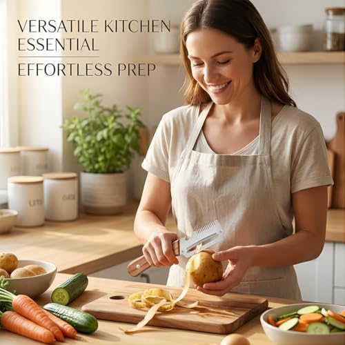 2-Pack Premium Vegetable Peeler with Wooden Handle and Bottle Opener