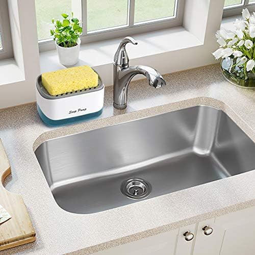 Kitchen Dish Soap Dispenser with Sponge Holder, 12.5 Ounces