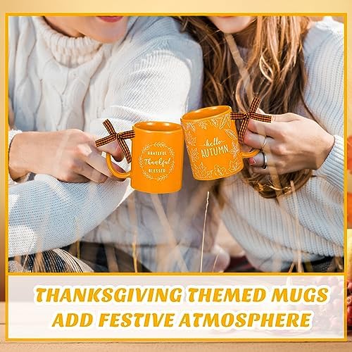 Lallisa 6 Pcs 11 oz Fall Thanksgiving Ceramic Coffee Mugs Set