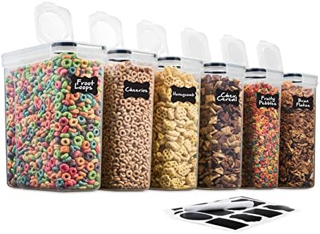 6 Pack Airtight Cereal Food Storage Containers, 135.5 Oz