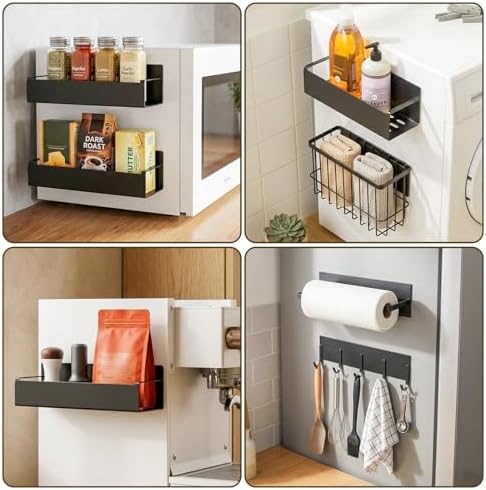 7-Pack Magnetic Spice Rack for Refrigerator, Black