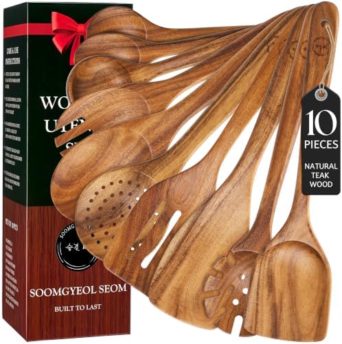 SOOMGYEOL SEOM 10-Piece Teak Wooden Utensil Set