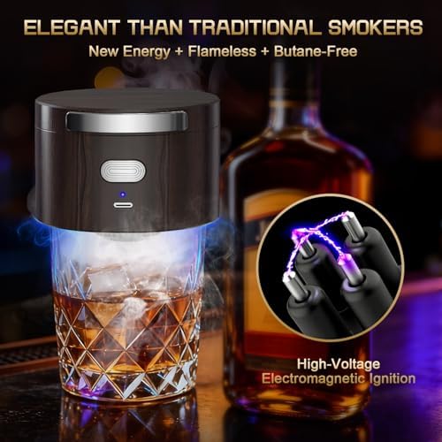 Electric Whiskey Smoker Kit with 6 Flavor Wood Chips, Old Fashioned
