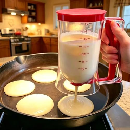 BBSTARZ 4-Cup Pancake Batter Dispenser, Red