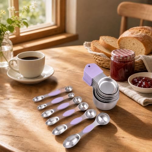 16-Piece Magnetic Measuring Cups and Spoons Set - Purple