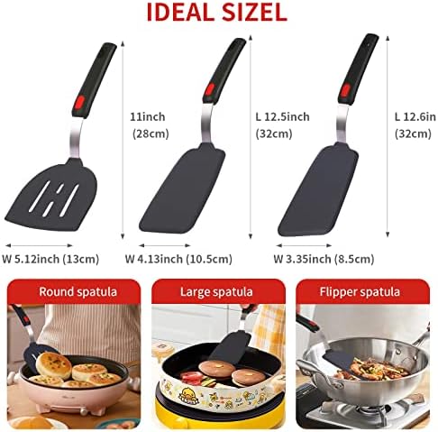 Silicone Spatula Turner Set, 3 Pack, Heat Resistant 600 °F