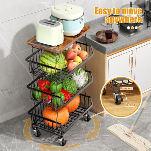 Gsiekare 5-Tier Fruit and Vegetable Basket with Wheels