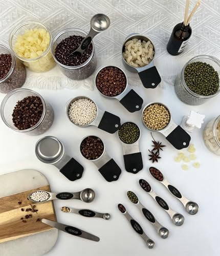 Stainless steel 304 measuring cup and spoon magnetic silicone handle