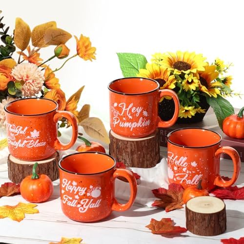 4Pcs Fall Coffee Mug, Pumpkin Autumn Coffee Mugs, Fall Seasonal Decor