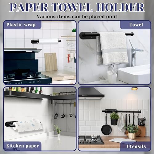 Black Self-Adhesive Under Cabinet Paper Towel Holder