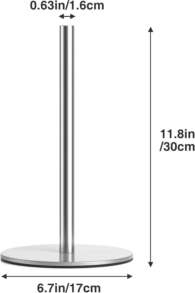 Silver Paper Towel Holder Free-Standing, Premium Stainless Steel Paper Rolls - Image 6