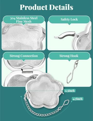 2 Pack Tea Infuser for loose tea,2.3 inch Flower Design Stainless