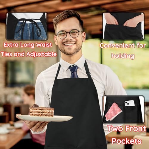 4 Packs Waterproof Cooking Chef Aprons with 2 Pockets for Men Women
