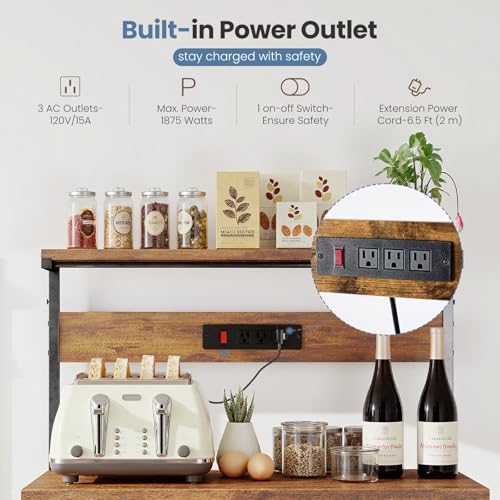 DUMOS 23.6" Microwave Stand with Power Outlet
