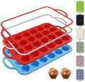 2 Packs 24 Cups Silicone Muffin Pan with Metal Reinforced Frame Mini