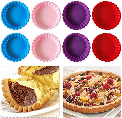 8 PC Silicone Quiche Pan, 4 Inch Fluted Mini Tart & Pie Molds