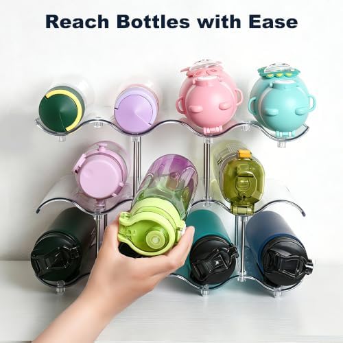 Stackable Water Bottle Organizer, Large Compartment Water Bottle
