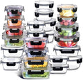 EATEX 48pc Glass Storage Containers with 24 Airtight Lids