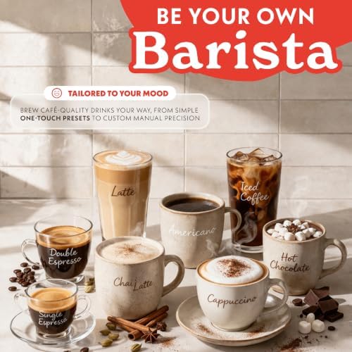 Gourmia Slim Espresso Machine with LCD Screen and Milk Frother