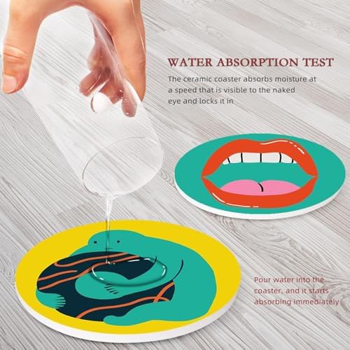 Britimes Coasters for Drinks, Set of 6, Ceramic Stone, Colorful