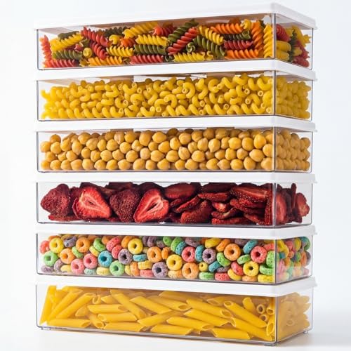ZENFUN 6 Pc Pasta Containers with Lids for Pantry, Airtight Spaghetti