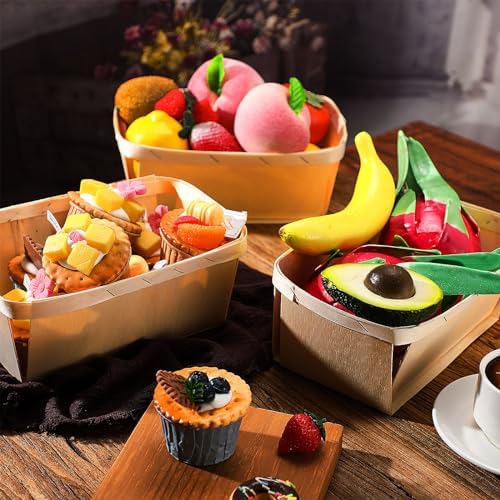 Bokon 30 Pcs Wood Berry Baskets 2 Quart, Vented Fruit Picking