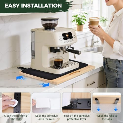 Appliance Slider, Solid Wood Large Sliding Tray for Coffee Maker