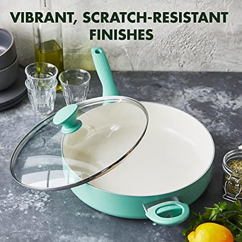 GreenPan Rio 5QT Saute Pan and Lid, PFAS-Free Ceramic Nonstick