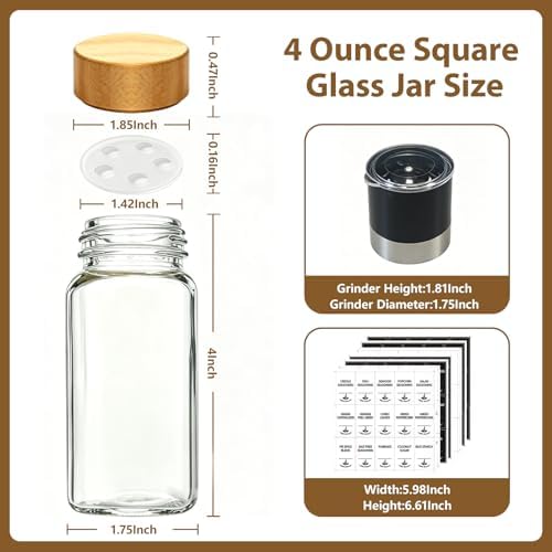 Glass Spice Jars with Label 24 Pcs Seasoning Containers with Wood Lids