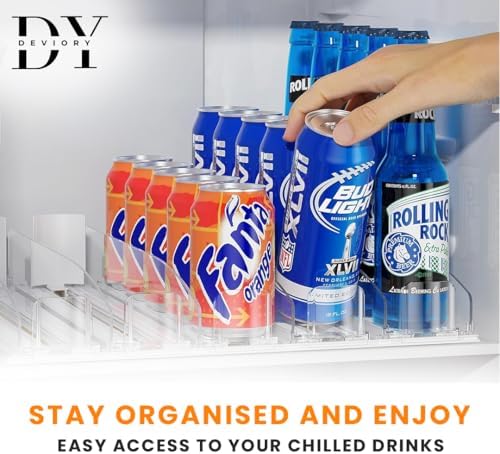 Soda Can Organizer, 5-Row Stainless Steel Adjustable Dispenser