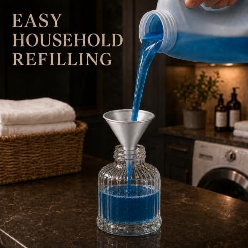 HIC Kitchen Wide-Mouth Aluminum Funnel Set for Liquids and Dry Goods