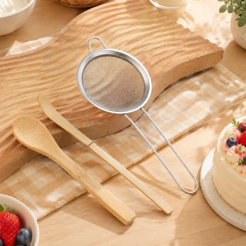 3Pcs Matcha Spoon and Sifter Set, Reusable Small Matcha Strainer