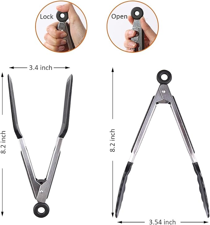 Mini Silicone Tongs Set of 2, Small Serving Tongs - Image 2