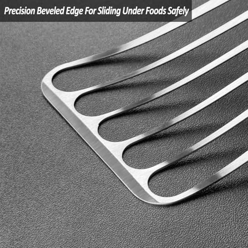 Fish Spatula Turner, Stainless Steel Slotted Spatulas Set, 3"x6"+4"x8"