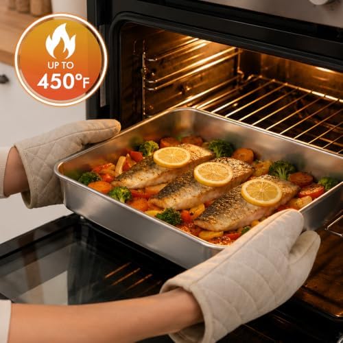 4 Pieces 8 x 8 Baking Pan with Lid, Stainless Steel Square Cake Pan