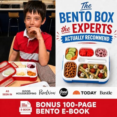 kinsho Bento Lunch Box Containers for Kids, Set of 2 (Red & Navy Blue)